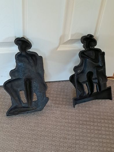 Vintage Pair of Cast Iron Metal Door Stoppers