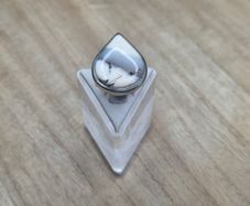 Vintage Sterling Silver 925 Dendritic Merlinite Opal Quartz Teardrop Statement Ring