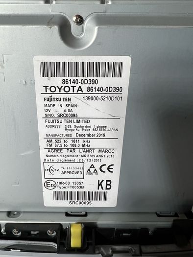 2020 Toyota Yaris P13 Sat Nav/ Multimedia Head Unit 86140-0d390