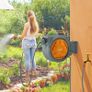 Retractable Hose Reel Wall Mounted, 30-2m Garden Hose Pipe Reel with Lock, Auto Rewind, 7 in 1 Spray Nozzle, Includes Wall Fixings, 180 Swivel, Outdoor Watering, 59 x 23 x 42 cm, Orange Image 2