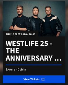 Westlife Tickets 10th September