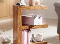 main image for ad Side Table Solid Wood E Cube 60 cm High Living Room Table Design Brown Countr