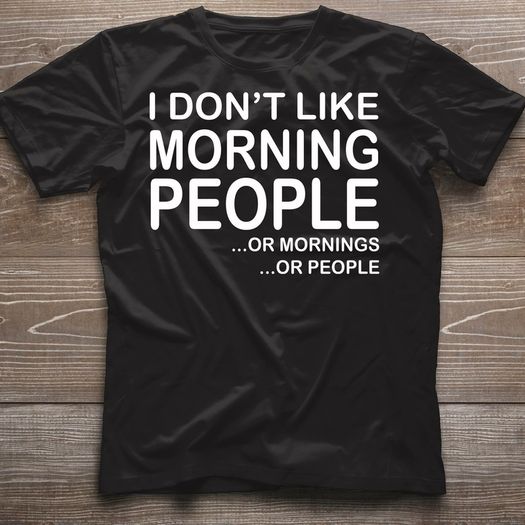 I Don't Like Morning People Funny T-shirt Tee Top Great Gift Present Idea
