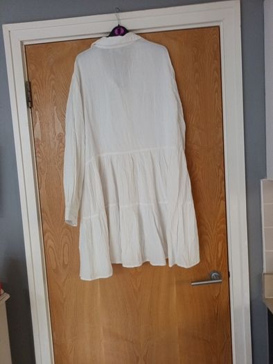 Primark  White Long Sleeved  Dress. S 10. More suited A Size 12-14.  B.N.W.T.