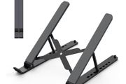 Adjustable Laptop Riser ABS Silicone Foldable Lap Desk Portable Computer Holder, Ventilated Cooling Notebook Stand for 10 15.6 Laptops,Tablet-Black