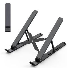 Adjustable Laptop Riser ABS Silicone Foldable Lap Desk Portable Computer Holder, Ventilated Cooling Notebook Stand for 10 15.6 Laptops,Tablet-Black