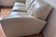 Cream leather settee