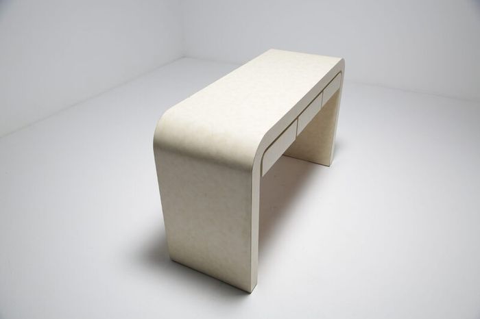Mid-Century Modern Formica Waterfall Console table, attributed to Karl Springer, 1970s.