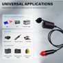 Car Cigarette Lighter Extension Cord: 1m/39.37-inch Splitter with 15A Fuse - 12V/24V Power Image 2