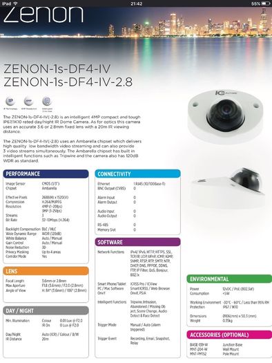 PRICE DROP !!! ZENON 4MegaPixel Intelligent Compact Network CCTV Camera