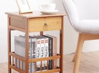main image for ad Bamboo Bedside Table with Drawer Bedroom Nightstand Plant Storage Shelving Unit