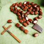 Vintage (extremely long) Wood Wall Rosary 65 inch Oversized Beads Mid Century Religious Decor Rosary Image 7