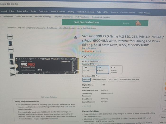 Samsung 990 Pro 2TB m.2 drive