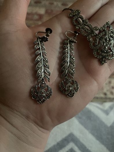 marcasite silver necklace and earrings