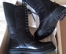 Boots Ladies Rieker Zip Lace High Leg Boot Size 38 (5)