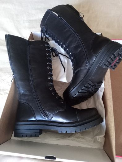 Boots Ladies Rieker Zip Lace High Leg Boot Size 38 (5)