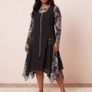 Sophie B Black Blue Green Floral Panel Zipper Midi Dress and Matching Blouse Two-Piece Set 18UK/46EU Image 2