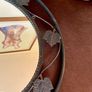 Large Vintage Style Circular Wall Mirror Black Wrought Iron Scroll Edge Metal Frame Vine Leaf Leaf Motifs Image 9
