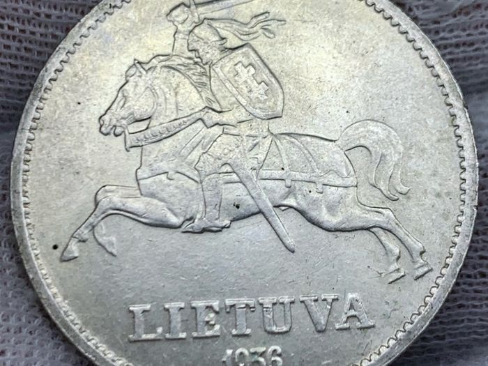 Lithuania 1936 Silver 10 Litu Beautiful Uncirculated
