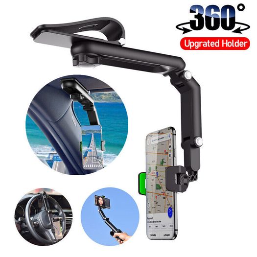 Sun Visor Phone Holder for Car Multifunctional 360 Rotating Sun Visor Cell Phone Holder with IPhone/Samsung/Android