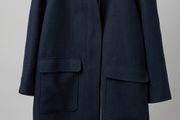 COS Navy Zip-Up Coat | Size 42 | Wool Blend | Modern Cut
