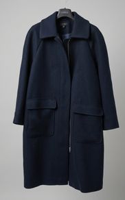 COS Navy Zip-Up Coat | Size 42 | Wool Blend | Modern Cut