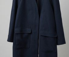 COS Navy Zip-Up Coat | Size 42 | Wool Blend | Modern Cut
