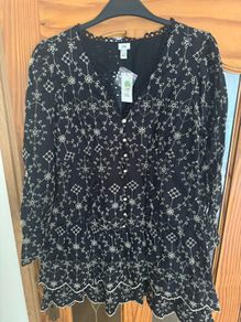 BNWT River Island Pretty Punk Black embroidered dress size UK14 EU42 Postage included