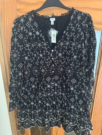BNWT River Island Pretty Punk Black embroidered dress size UK14 EU42 Postage included