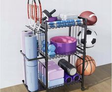 Gym Rack Organiser Storage Sport Equipment Fitness Organizer for DumbbellsYoga Mats Kettlebells Resistance Bands