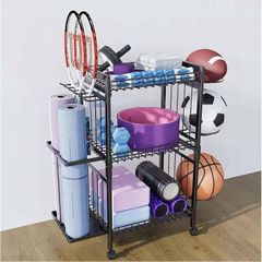 Gym Rack Organiser Storage Sport Equipment Fitness Organizer for DumbbellsYoga Mats Kettlebells Resistance Bands