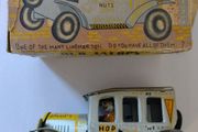 Line-Mar Tin Car: Friction Old Jalopy with Siren and Driver - (1940s-1950s with Box Rare)
