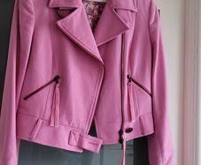 VALENTINO pink wool biker cropped jacket Sz 44 Italian = (Fit 12 UK) - Rrp 695 (New)