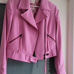 VALENTINO pink wool biker cropped jacket Sz 44 Italian = (Fit 12 UK) - Rrp 695 (New)