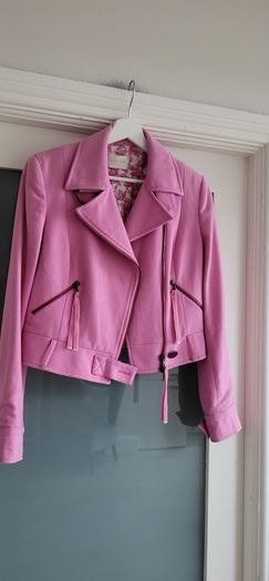 VALENTINO pink wool biker cropped jacket Sz 44 Italian = (Fit 12 UK) - Rrp 695 (New)