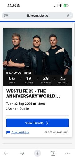 Westlife standing ticket