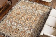 Area Rug, 7.5 x 9.5 ft Large Washable Rug, Non-Slip and Tear-Resistant Soft Carpet, Pet &amp; Child Friendly Vintage Area Rugs, Indoor Mat for Bedroom, Living Room, Office, Entryway, Brown Green