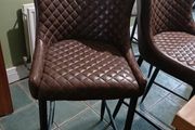 Breakfast Bar table and 2 brown chairs