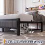 King Size Bed Frame with Upholstered Headboard, Wooden Storage Headboard Shelf, 5ft Upholstered Bed Frame Kingsize with Charging Station/USB Ports and LED Lights (Gray King Bed) Image 5