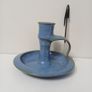 Vintage Studio Pottery Chamberstick Candle Holder, Mottled Blue & Green Glaze Image 5
