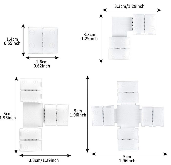 Click here to send this ad to a friend              24Pack 10mm 5050RGB LED Strip Connectors (4 Shapes)