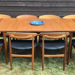 Mid Century Vintage Ib Kofod Larsen Signature Danish Range Dining Set