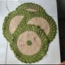 Handmade crochet dining set placemats coasters and basket green beige 9 pieces Image 2