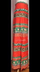 Orange and Green Vintage Maxi Skirt