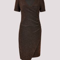 APRICOT Metallic Bodycon Wrap Mini Dress. Size 10