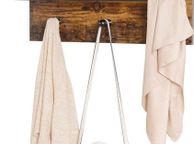 main image for ad Wall Coat Rack in Industrial Design, Vintage with 3 Hooks, Bar and Shelf 40 x 60 x 21.5 cm, Wood/Black