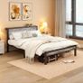 Double Bed Frames with Storage Wooden Headboard, Metal  Bed Frame Image 10