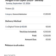 Amgen Irish Golf Open 2xSat 2xSun General admission