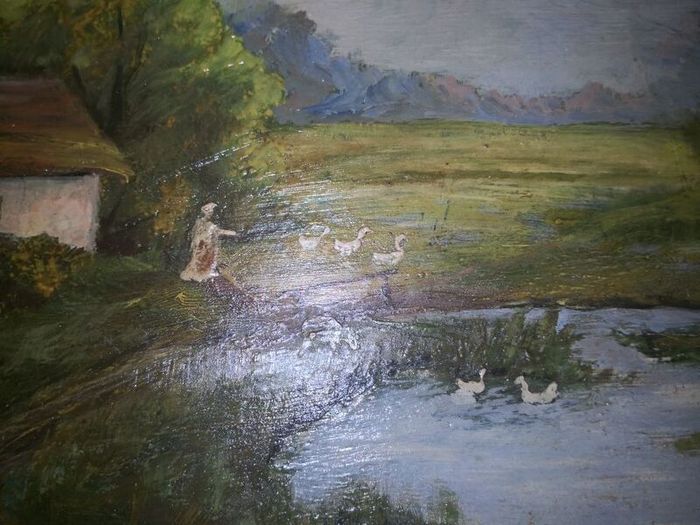 2 sided antique oil painting