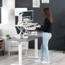 91 cm Desk Converter K Series Height Adjustable Sit to Stand Riser Dual Monitor and Laptop Workstation with Wide Keyboard Tray White DESK-V036KW Image 9